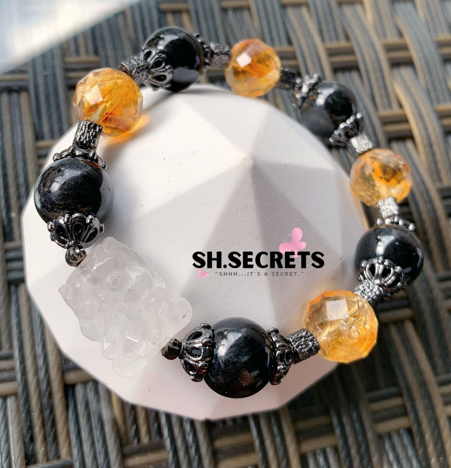 Hypersthene, Dreamy Citrine, Clear Quartz Tun Jin Monster