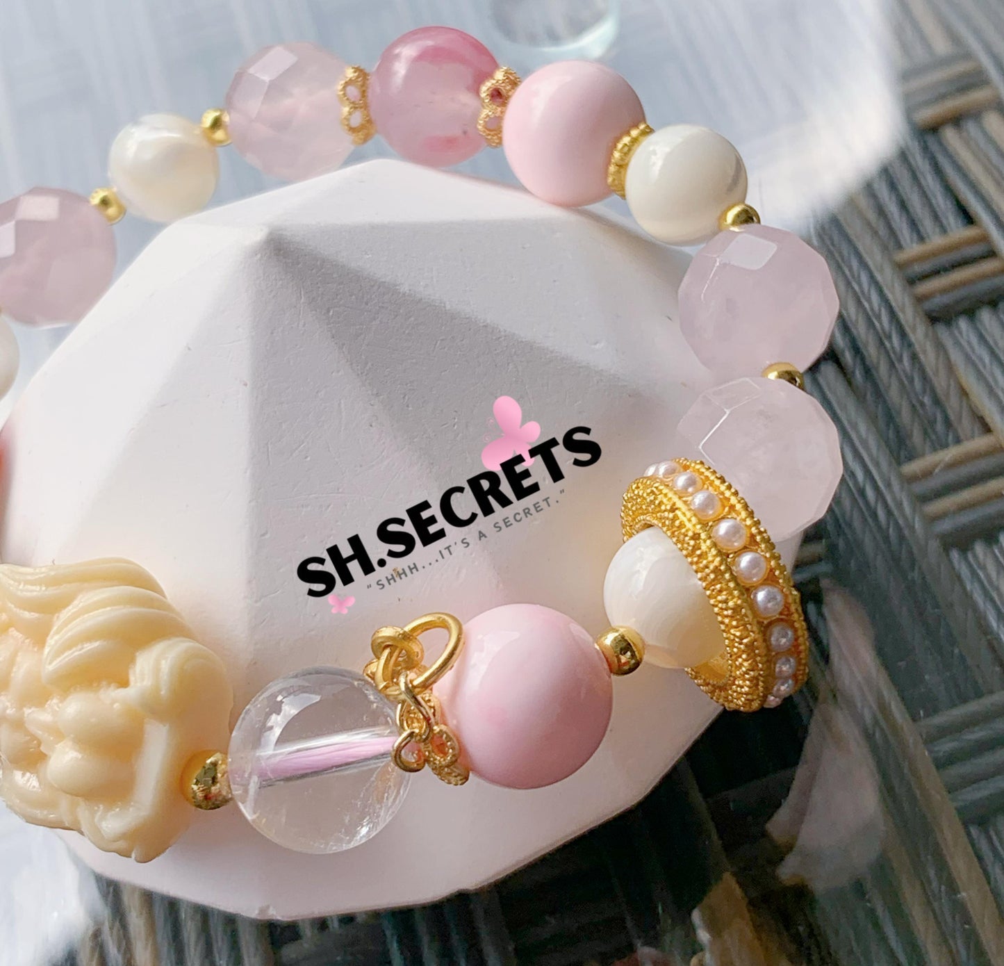 $10 SALE - Rose Quartz, White Conch, Sakura Rhodonite, Dreamy Citrine, White Azeztulite, Tagua Nut