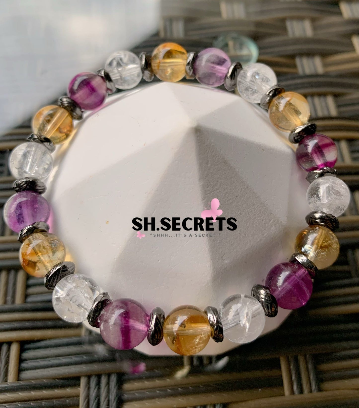 Purple Fluorite, Dreamy Citrine, Crackled Clear Quartz