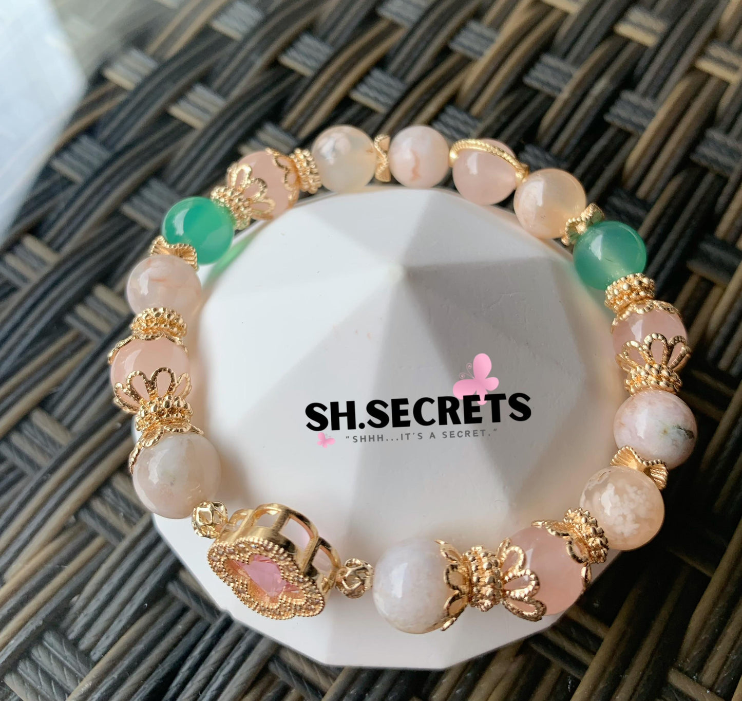 PRE-ORDER - Green Sakura Agate, Rose Quartz