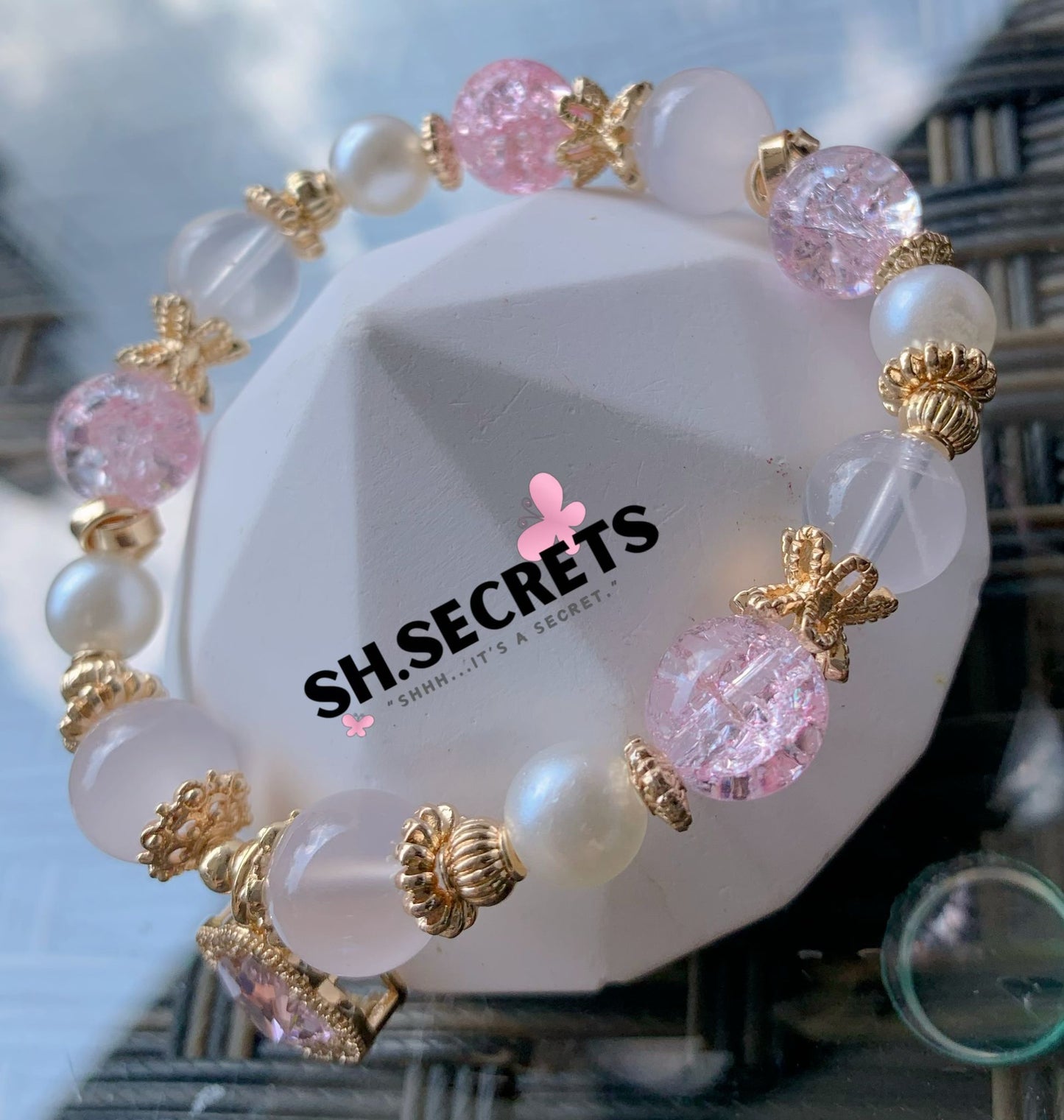 Pink Calcite, Rose Quartz, Crackled Quartz (Pink)