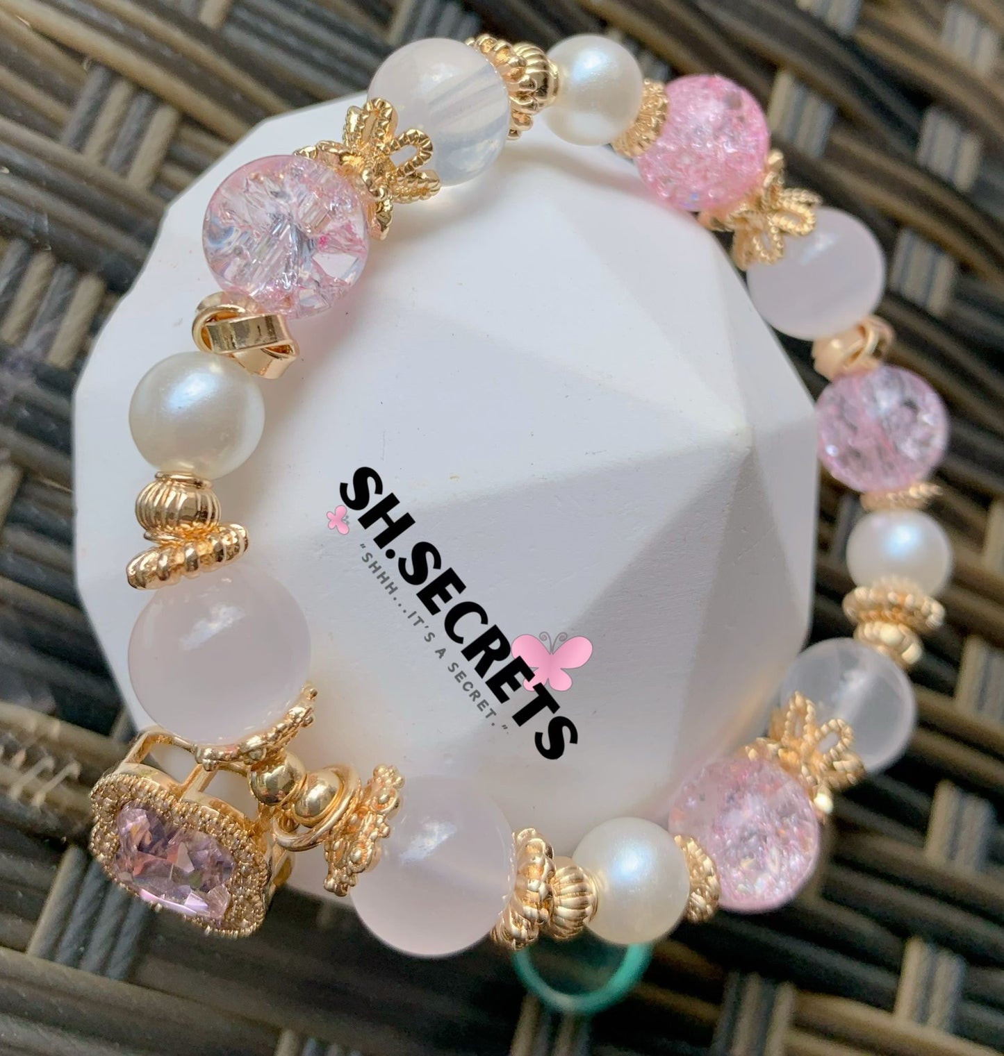 Pink Calcite, Rose Quartz, Crackled Quartz (Pink)