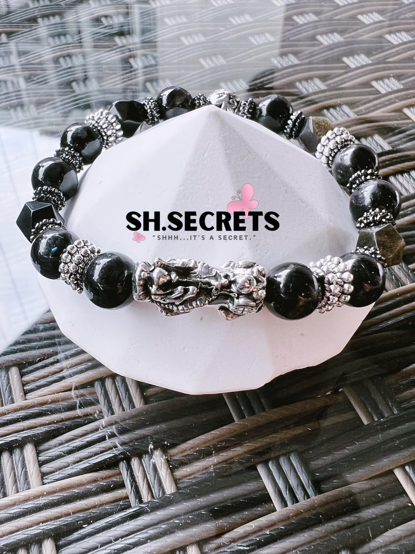 Black Fireworks Stone (Astrophyllite), Black Obsidian, Golden-Sheen Obsidian