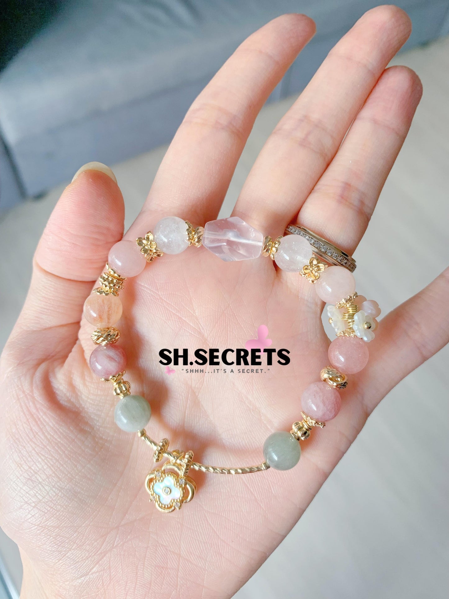 Rainbow Rabbit Hair, Rose Quartz
