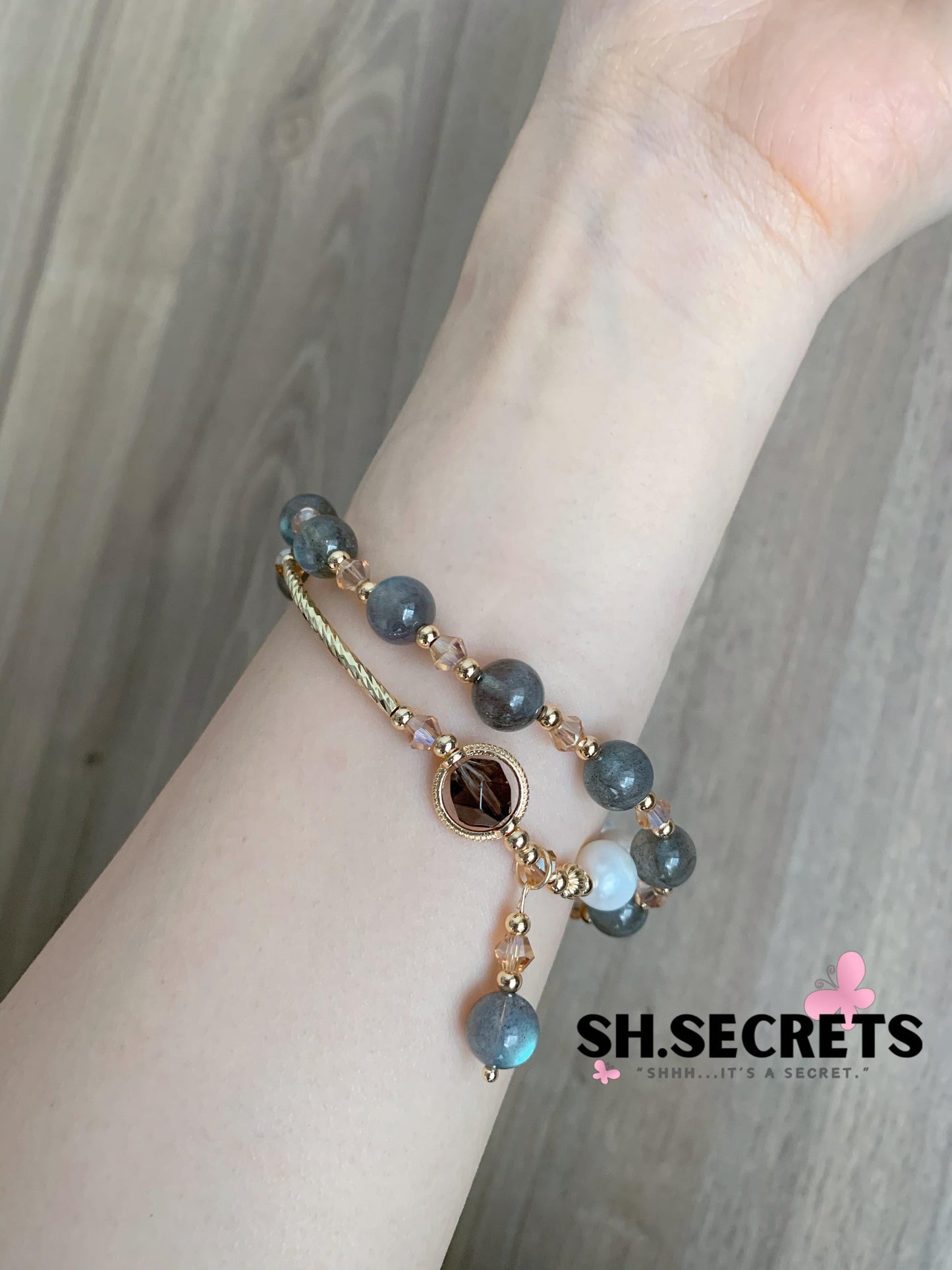 Freshwater Pear, Smoky Quartz, Labradorite