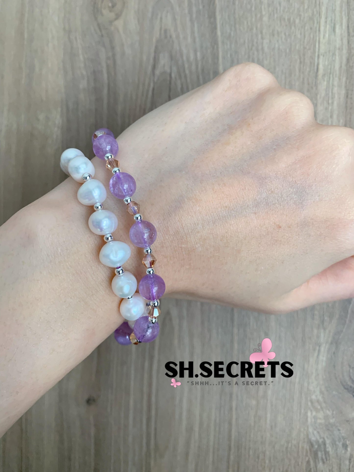 Freshwater Pear, Smoky Quartz, Amethyst