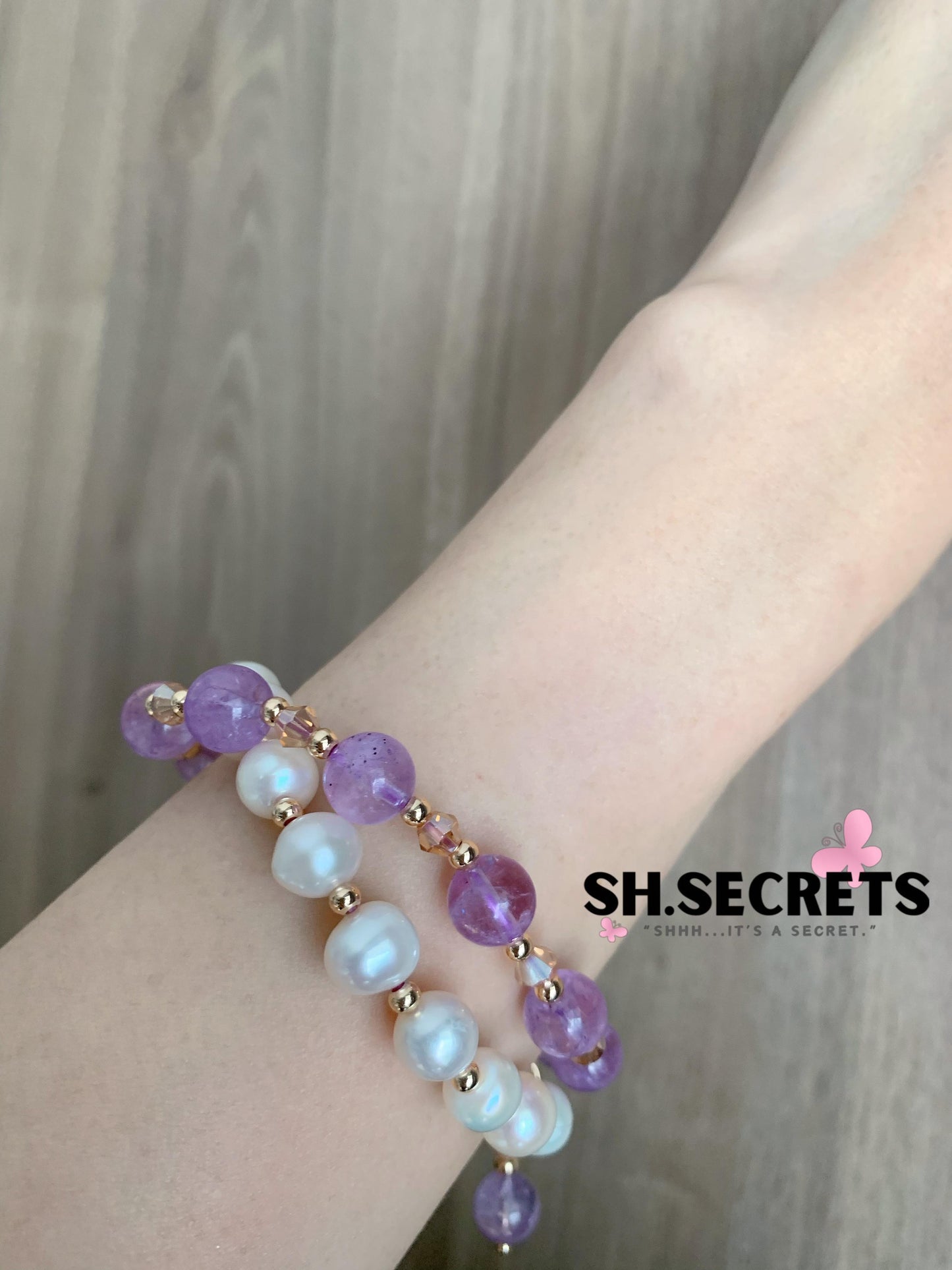 Freshwater Pear, Smoky Quartz, Amethyst