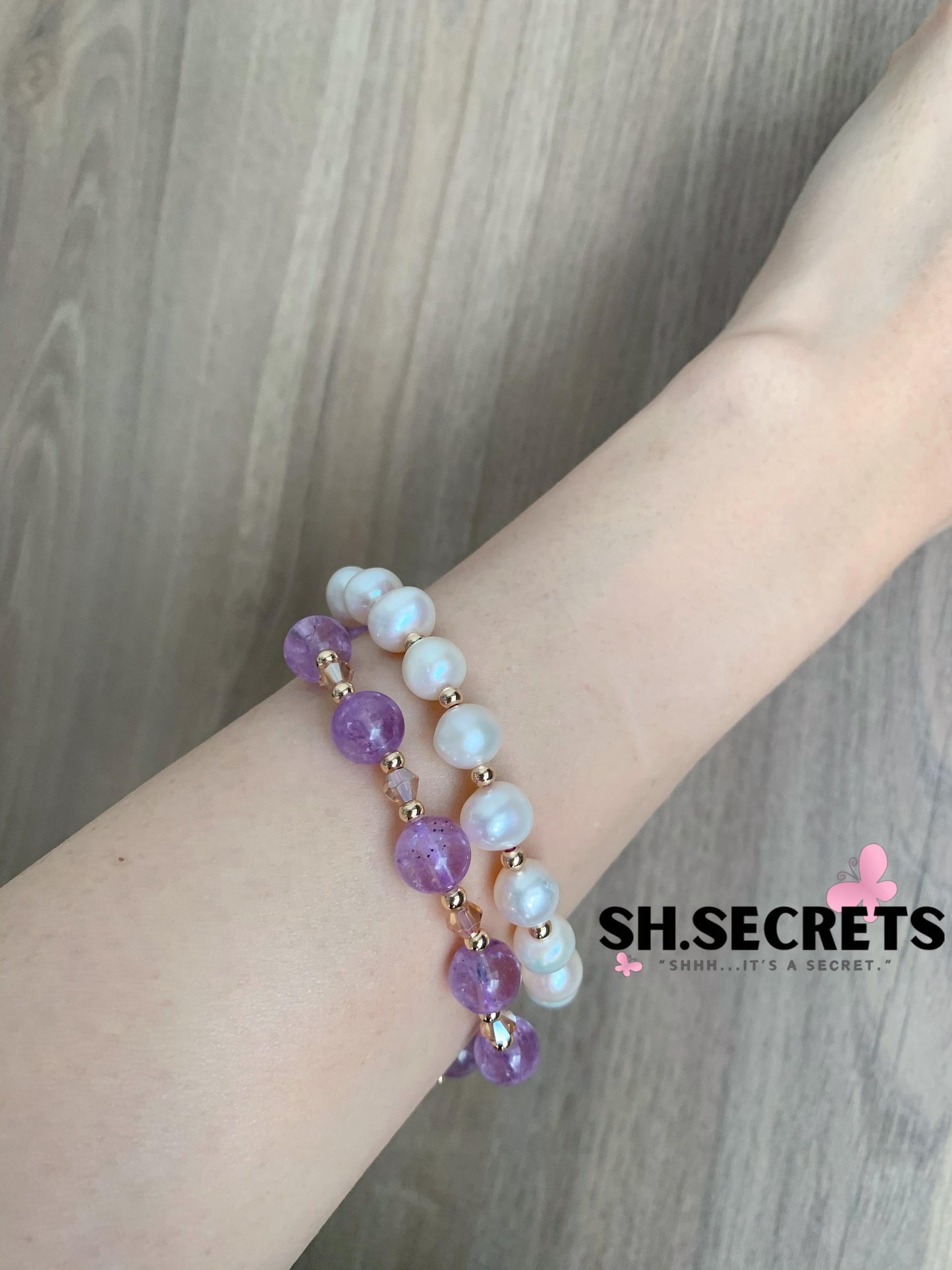 Freshwater Pear, Smoky Quartz, Amethyst