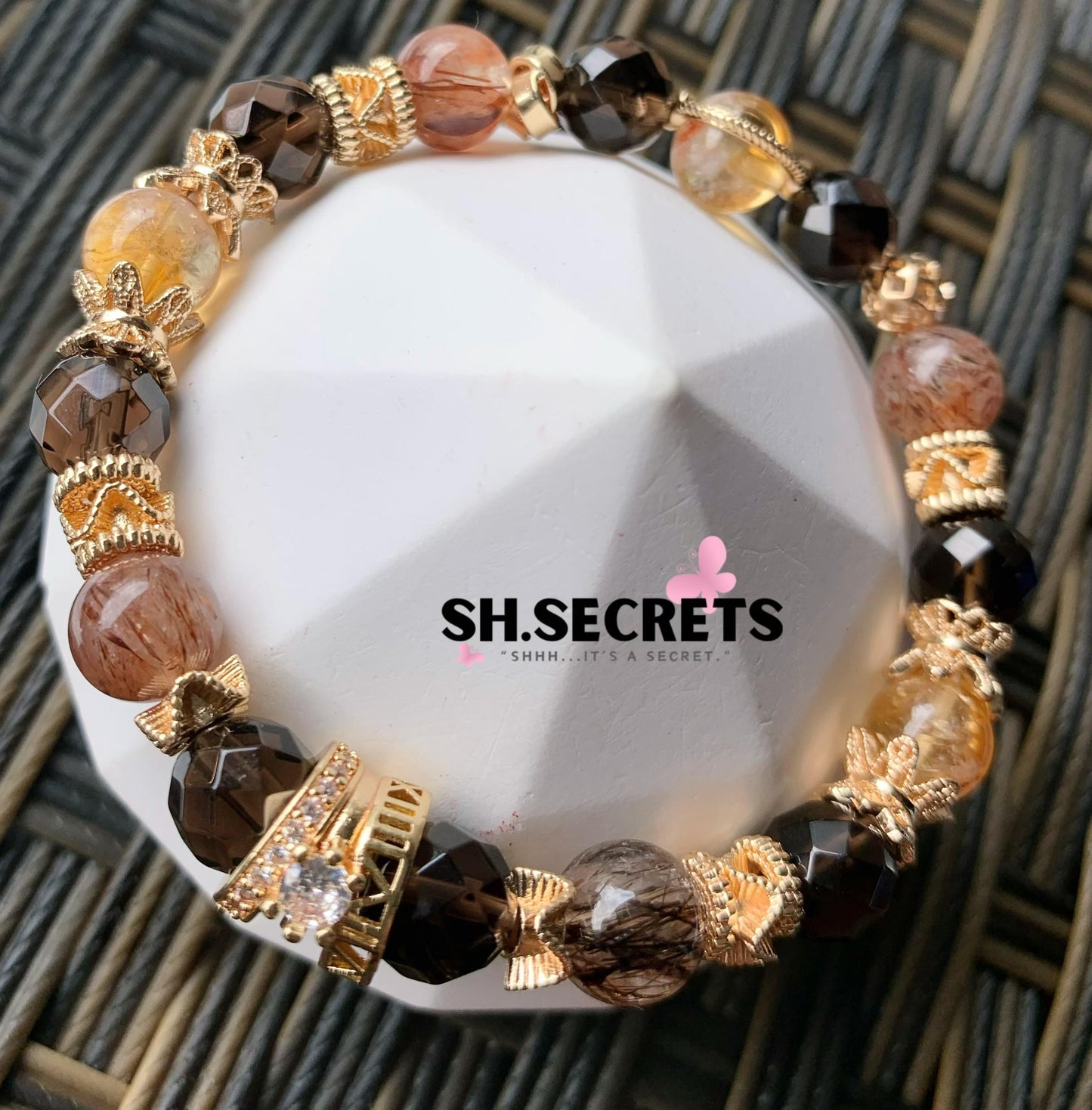 Black Gold Super 7, Citrine, Smoky Quartz