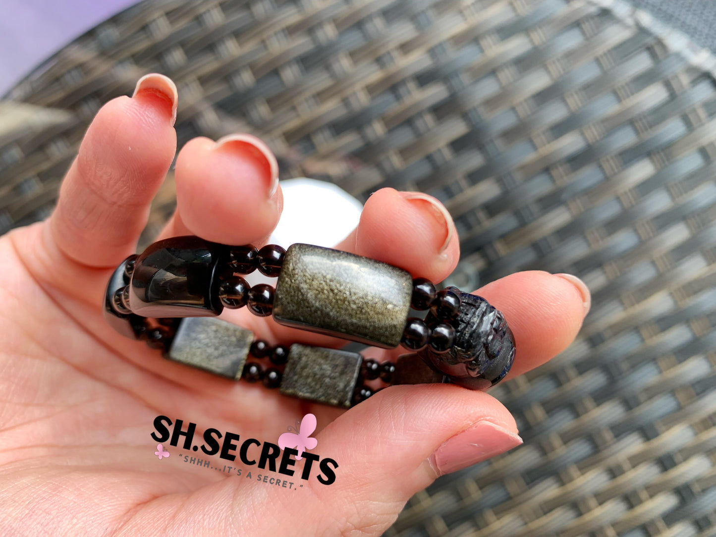Hypersthene, Golden-Sheen Obsidian, Smoky Quartz