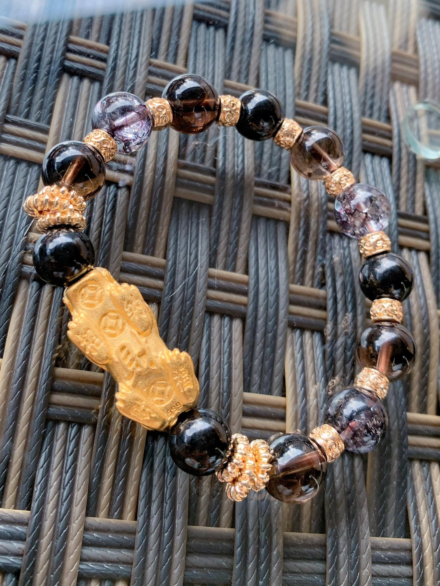 Hypersthene, Smoky Quartz, Crackled Quartz (Black)