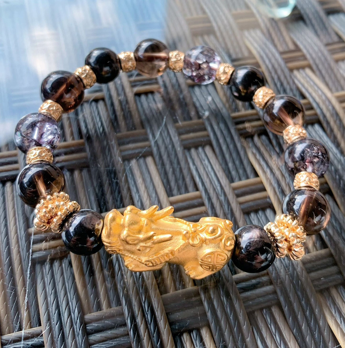 Hypersthene, Smoky Quartz, Crackled Quartz (Black)