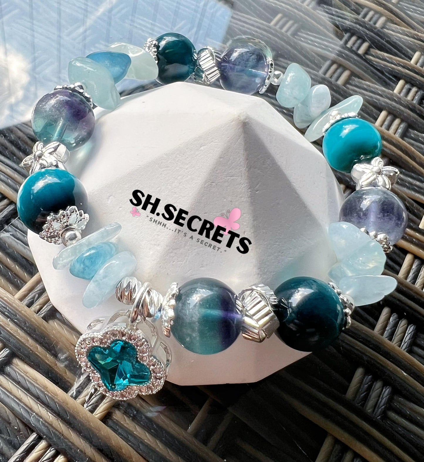 Turquoise Tiger Eye, Aquamarine, Fluorite