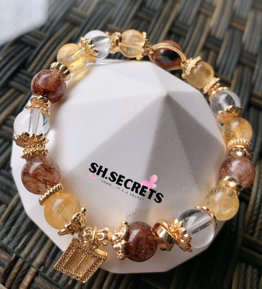 Black Gold Super 7, Citrine, Smoky Quartz, Clear Quartz