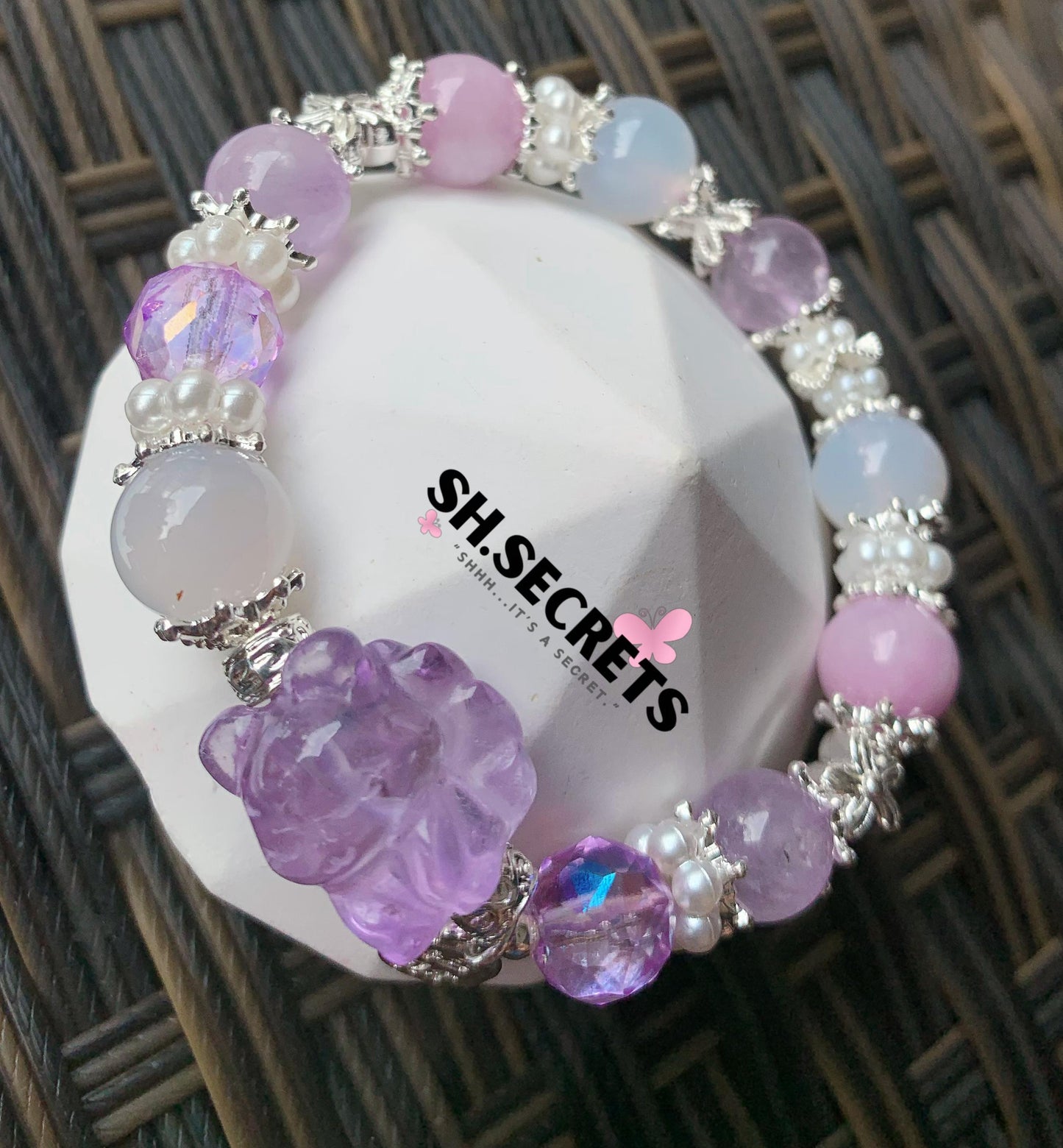 Amethyst, Kunzite, Lychee Agate