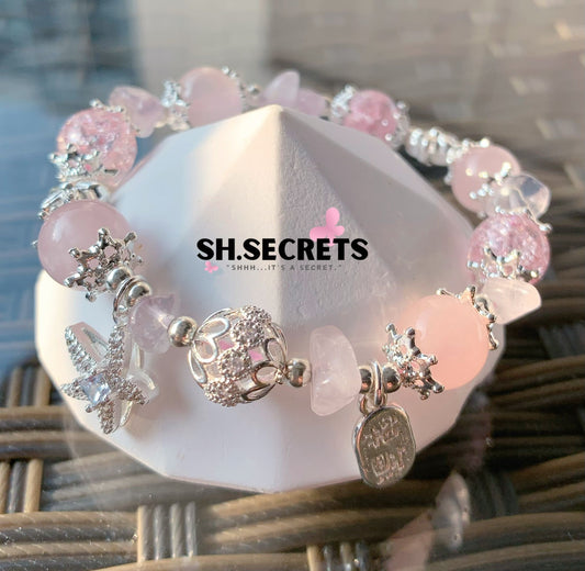 Rose Quartz, Crackled Quartz (Pink)