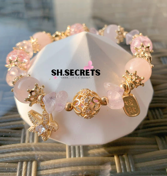 Rose Quartz, Crackled Quartz (Pink)