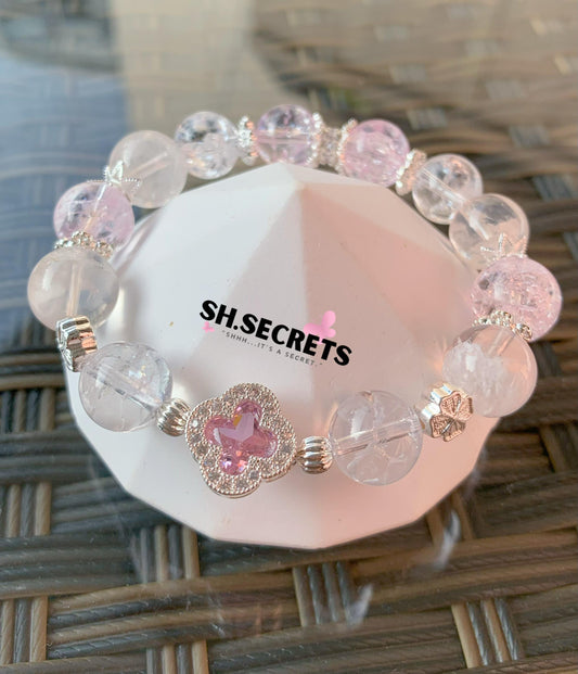 Pink Snowflake Phantom, Crackled Quartz (Pink)