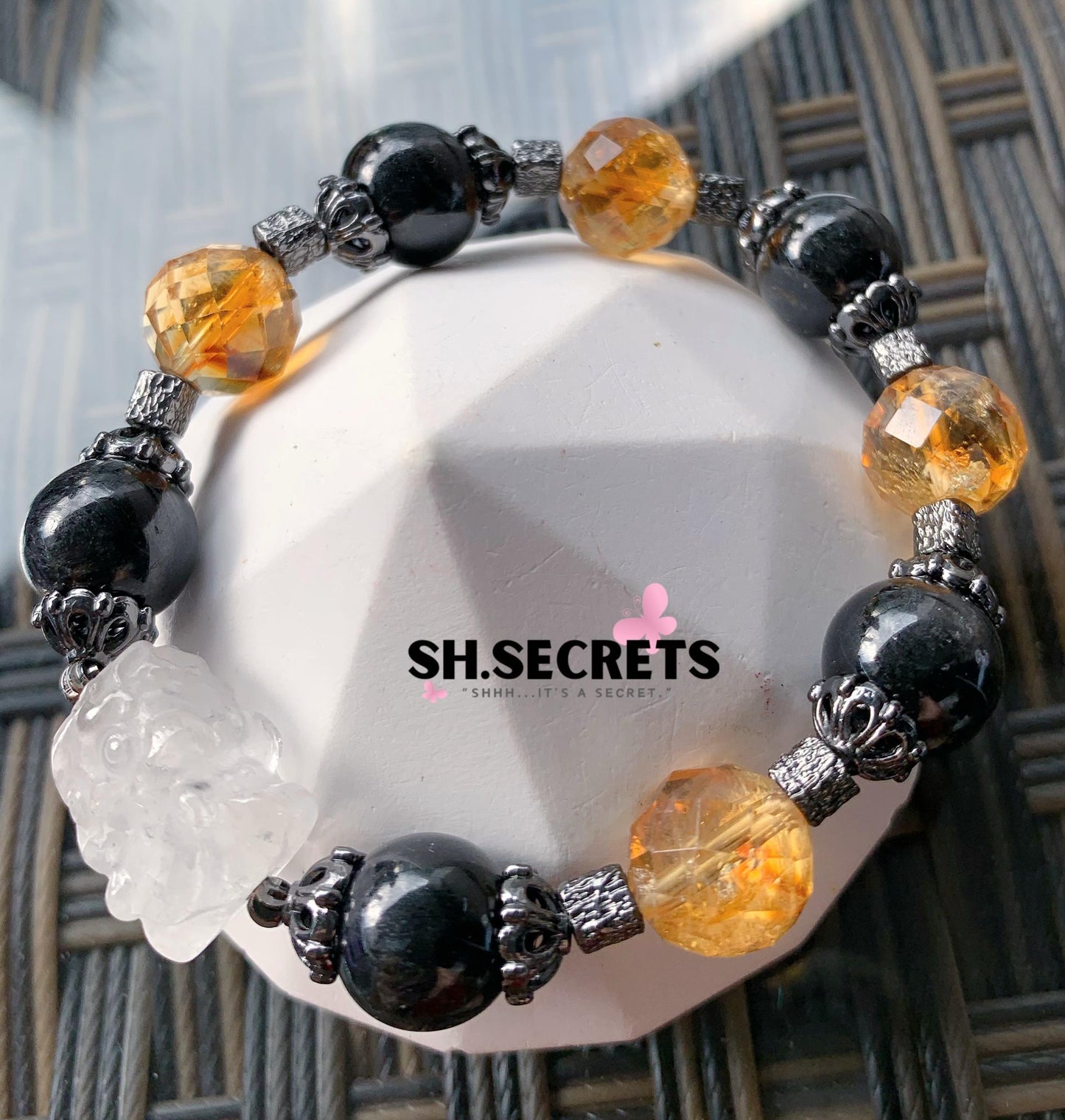 Hypersthene, Dreamy Citrine, Clear Quartz Tun Jin Monster