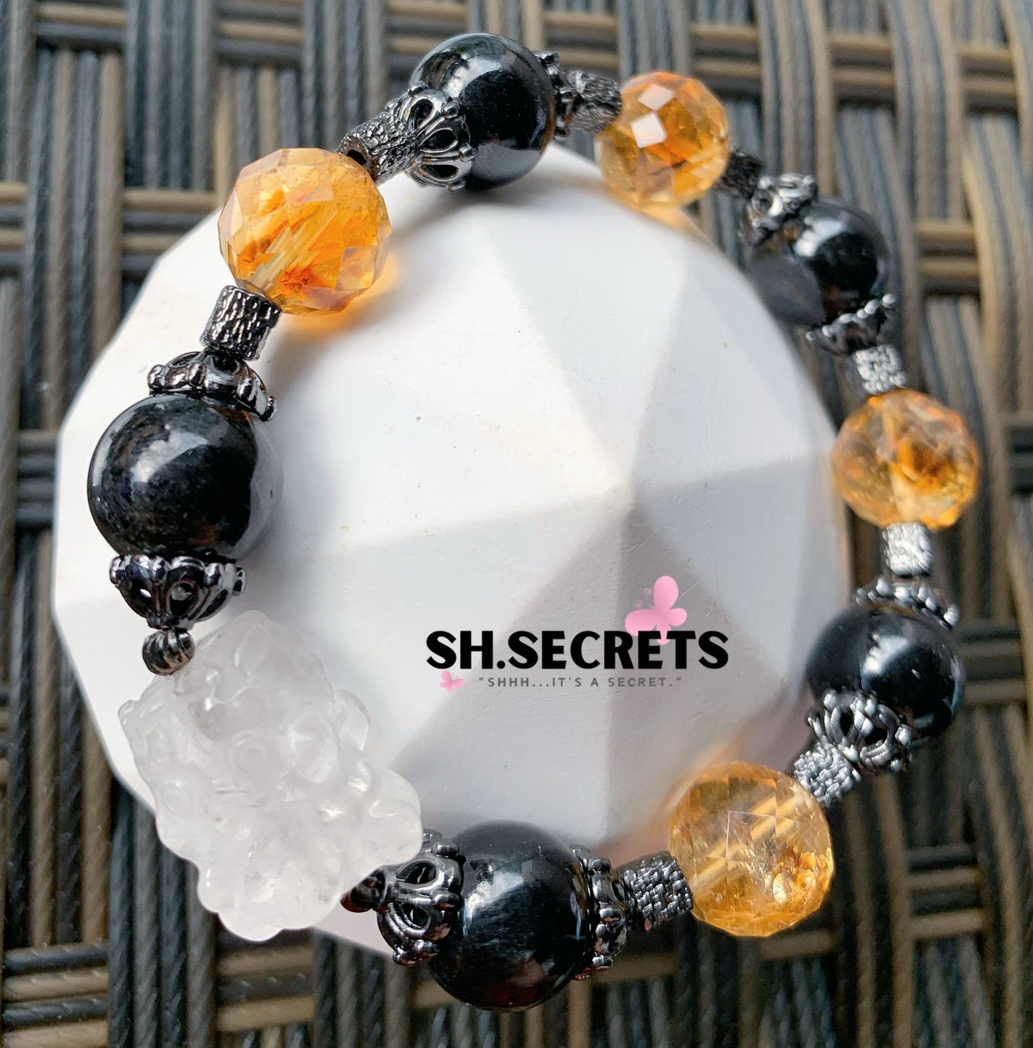 Hypersthene, Dreamy Citrine, Clear Quartz Tun Jin Monster