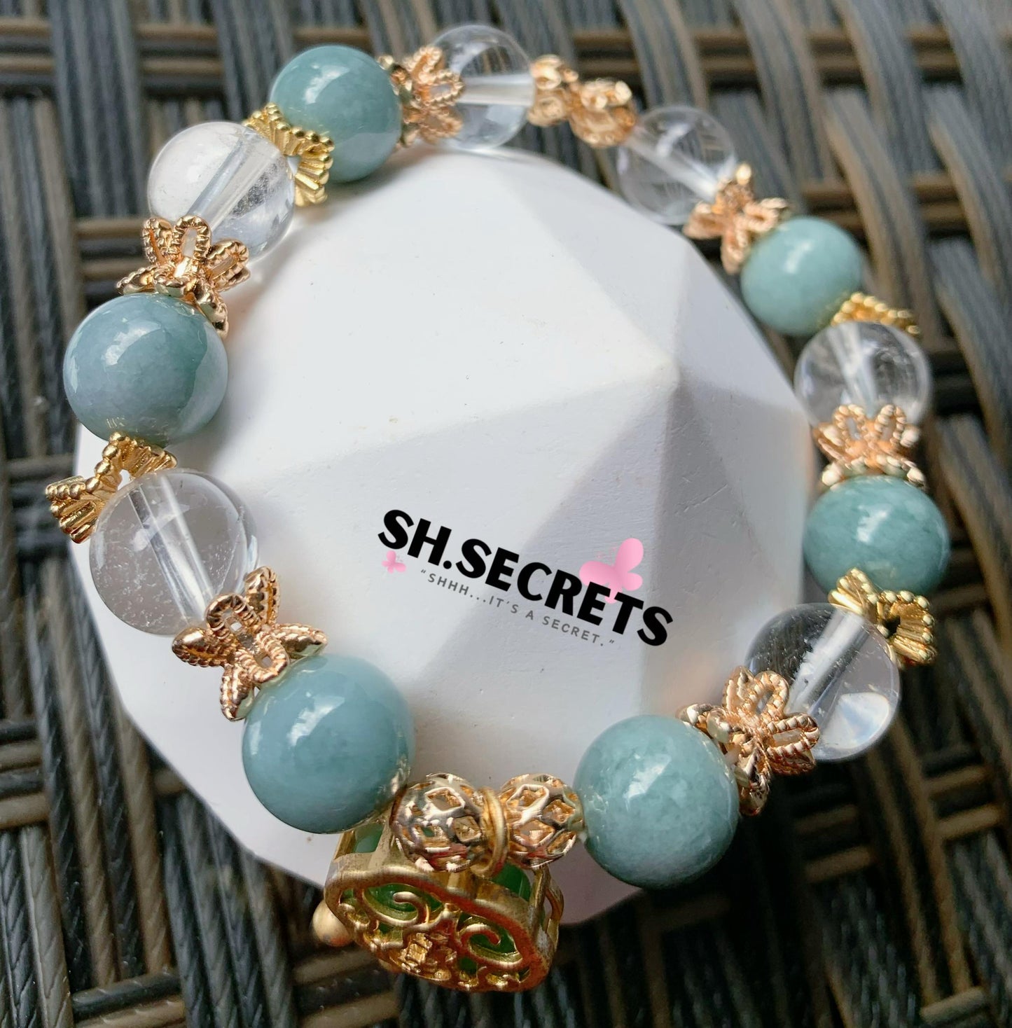 Blue-Water Jadeite, Clear Quartz