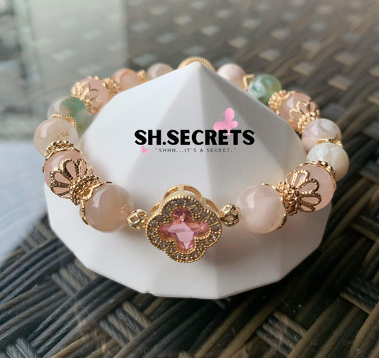 PRE-ORDER - Green Sakura Agate, Rose Quartz