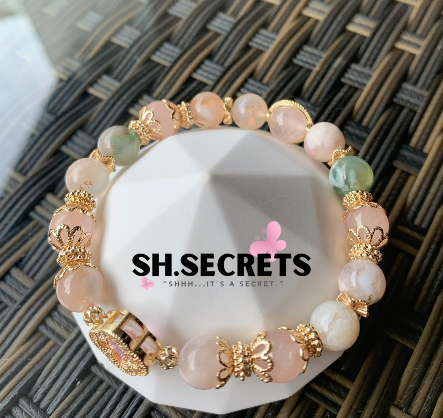 PRE-ORDER - Green Sakura Agate, Rose Quartz