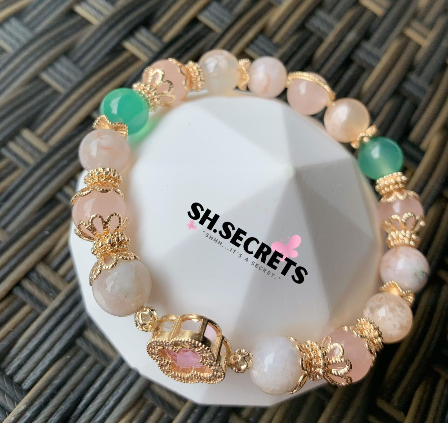 PRE-ORDER - Green Sakura Agate, Rose Quartz