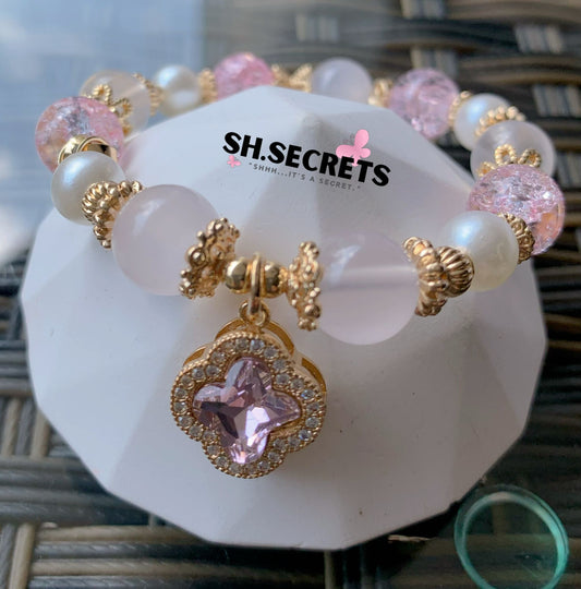 Pink Calcite, Rose Quartz, Crackled Quartz (Pink)