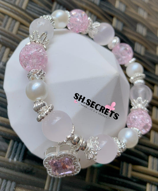 Pink Calcite, Rose Quartz, Crackled Quartz (Pink)