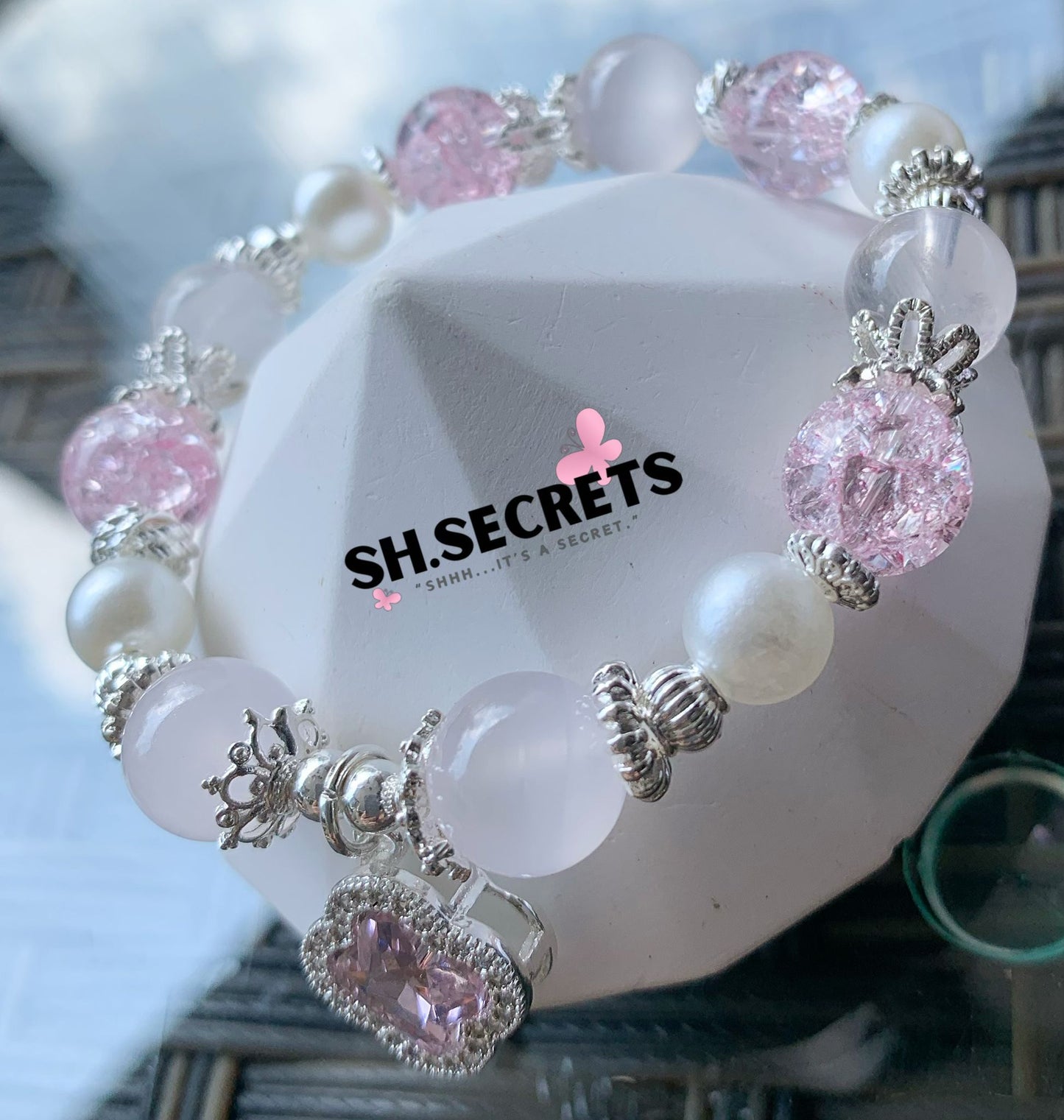Pink Calcite, Rose Quartz, Crackled Quartz (Pink)