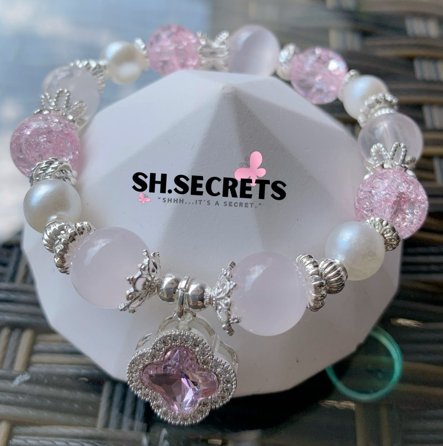 Pink Calcite, Rose Quartz, Crackled Quartz (Pink)