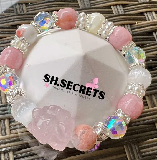 Rose Quartz, Pink Chalcedony, White Selenite, Flower Agate