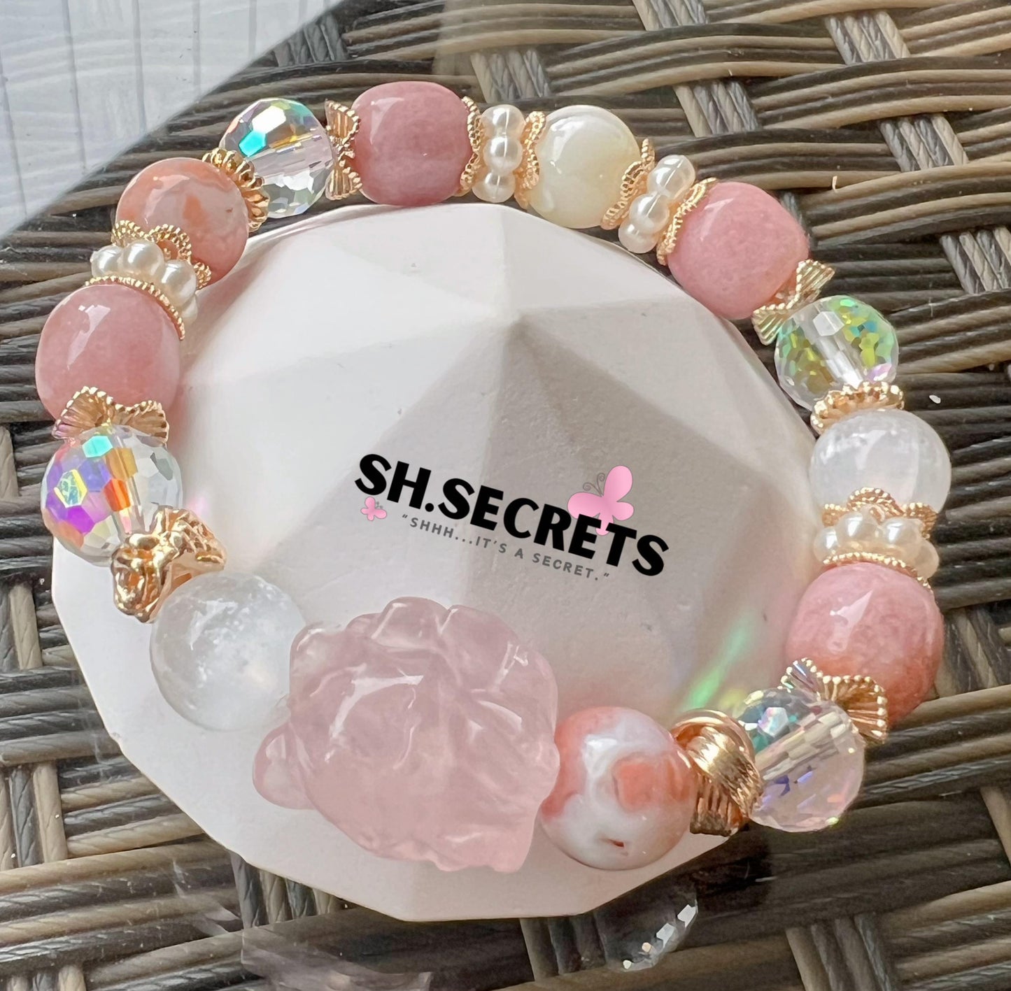 Rose Quartz, Pink Chalcedony, White Selenite, Flower Agate