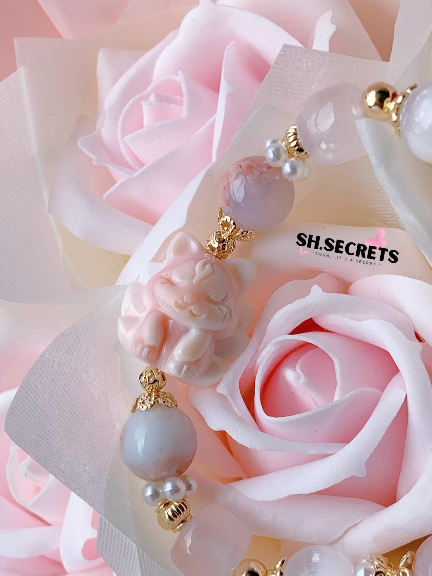 Queen Conch, Flower Agate, Rose Quartz, White Selenite