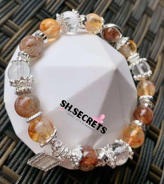 Black Gold Super 7, Citrine, Clear Quartz