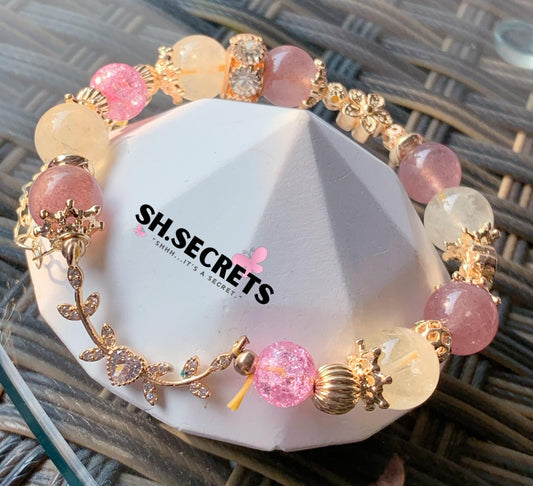Citrine, Strawberry Quartz, Crackled Quartz (Pink)