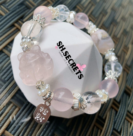 Premium White Snowflake Phantom, Sakura Agate, Rose Quartz, Crackled Clear Quartz