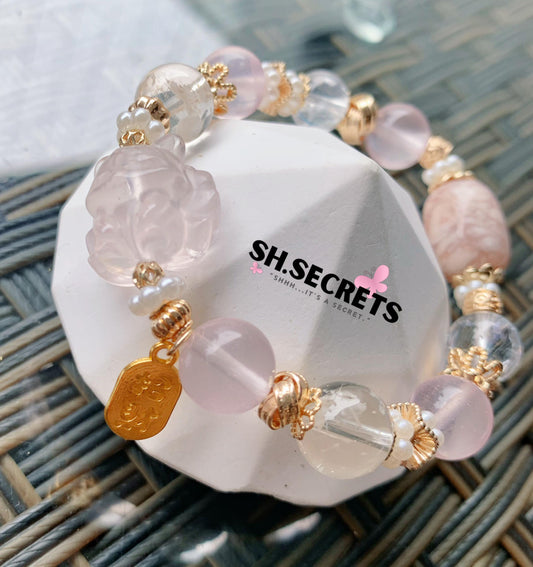 Premium White Snowflake Phantom, Sakura Agate, Rose Quartz, Crackled Clear Quartz (Copy)