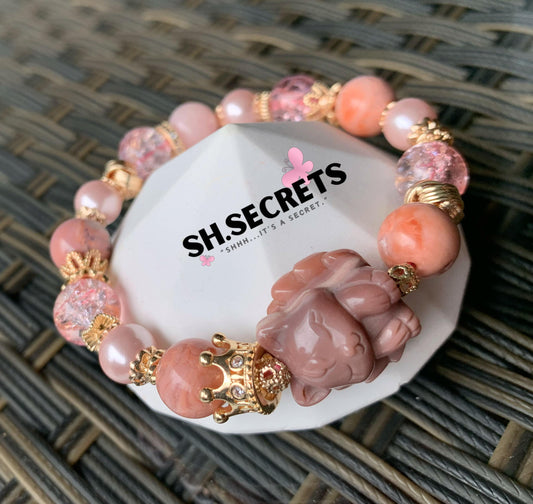 Alashan Agate, Flower Agate, Pink Morganite, Crackled Quartz (Red)