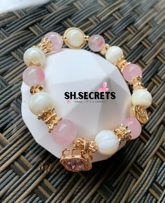 Sakura Rhodonite, Rose Quartz, White Conch