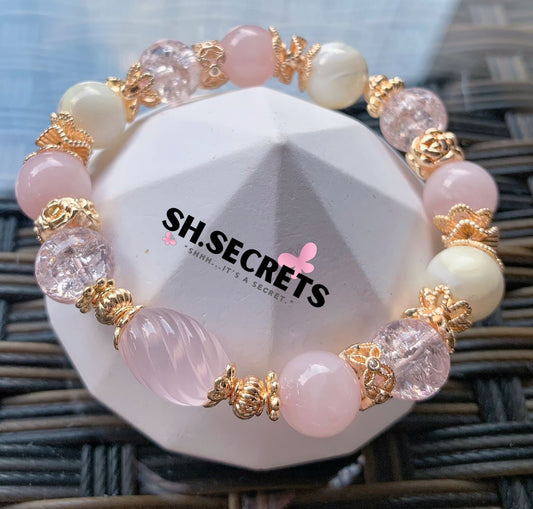 Rose Quartz, Crackled Quartz (Pink), White Conch
