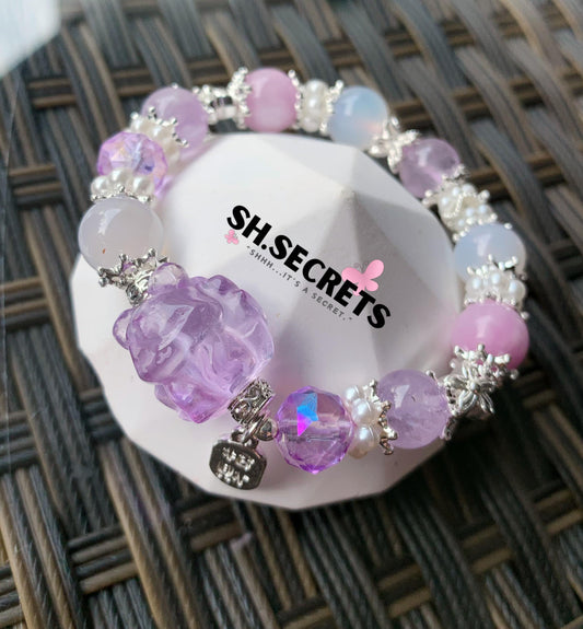 Amethyst, Kunzite, Lychee Agate